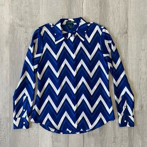 Lauren Ralph Lauren Chevron Print Button Up Blouse